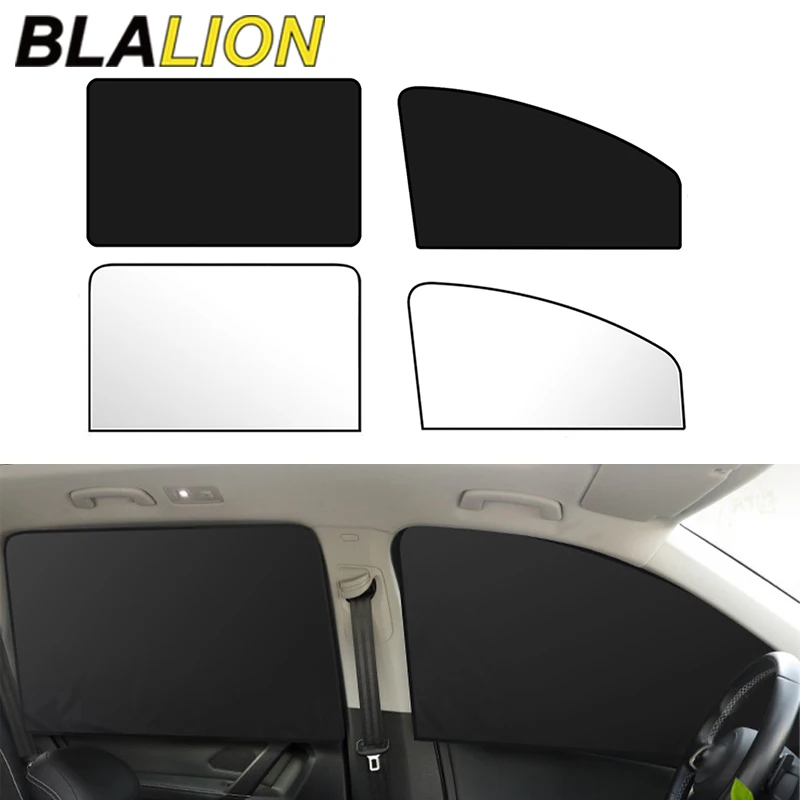 Blalion 2/4PCS Magnetic Car Window Sunshade Privacy Curtains Double Sides Anti Glare UV Block Sun Shade for Front/Back Window