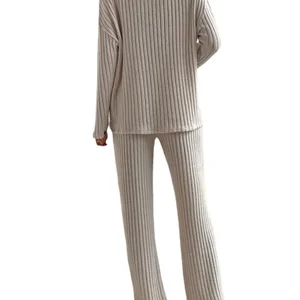 Women's casual mesh set, straight leg pants, jackets with loose V -neck, elegant, new style, autumn, 2023 10 Main Sales Women's Tricot Set - №4