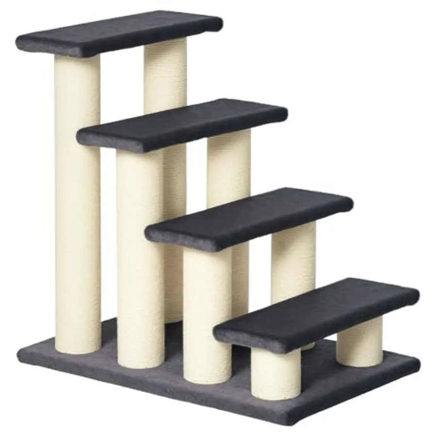 Árbol para gatos con 4 escalones para camas altas, sofá, lindo árbol para gatos con forma de escalera para gatos o perros de interior con poste rascador de sisal para trepar