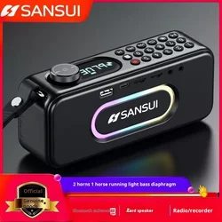 SANSUI F60 Wireless Bluetooth Speaker RGB Player Portable Elderly FM Radio 3600mAh Battery Life Outdoor Sports Caixa De Som
