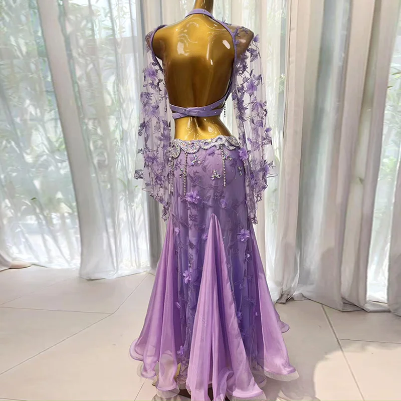 Zestaw do występów tańca brzucha: luksusowy biustonosz z frędzlami z kryształków górskich + seksowna spódnica typu rybka, 2-częściowy strój orientalny na zawody taneczne.