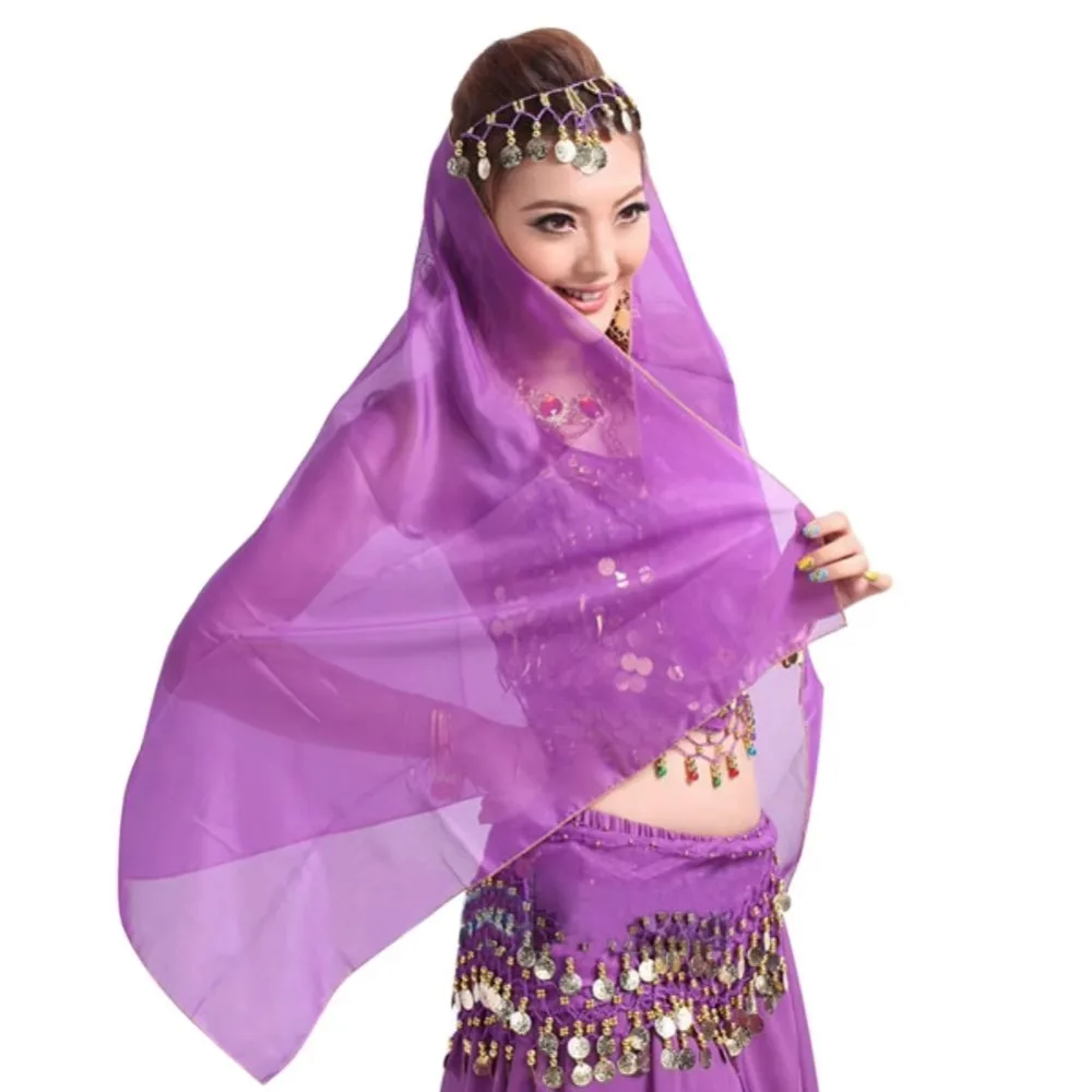 

Fashion 150cm Belly Dancing Scarf Chiffon Solid Color Indian Dance Headband Women Headdress Stage Performance Props