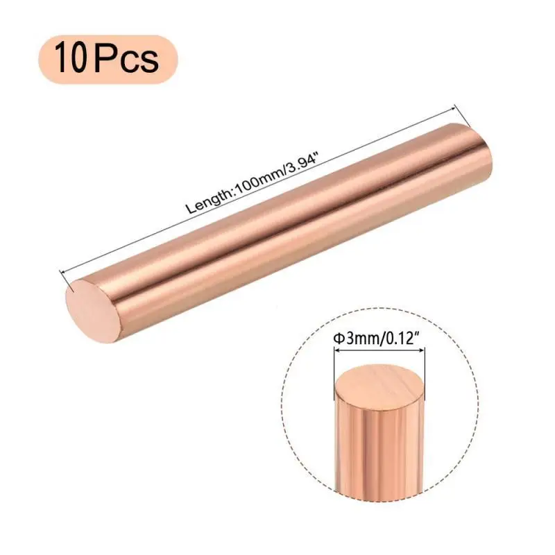 1~10 Stück Kupfer-Rundstäbe, rote Metall-Kupfer-Rundstäbe für die Metallbearbeitung, 3mm~30mm, Länge 50mm-300mm, Kupferstangen – Detail 2