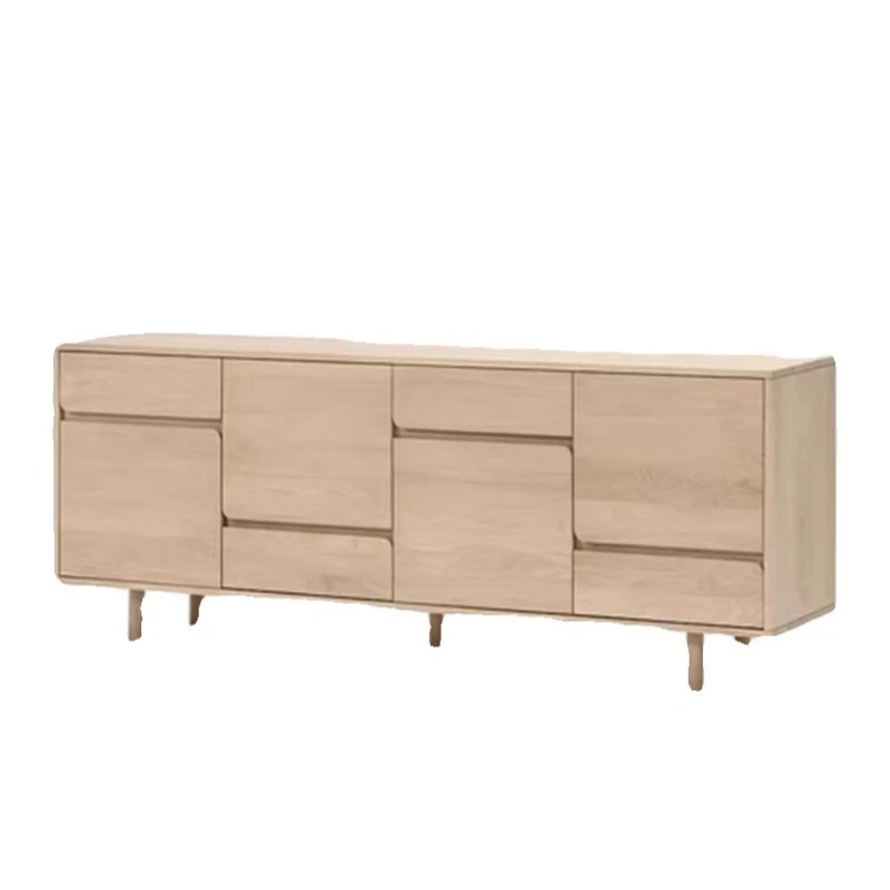

Nordic solid wood corrugated dining side cabinet, restaurant, storage wine , entrance porch cabinet, wabi-sandy wind bucket