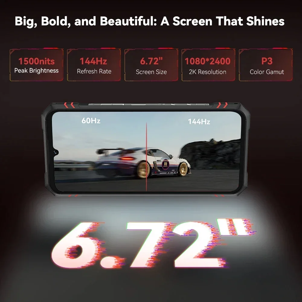 Cubot KingKong Star 2 Smartphone robusto Android 14 6,72 polegadas 144Hz 24GB + 256GB 100MP Câmera 33W Carga rápida NFC 5G Celular