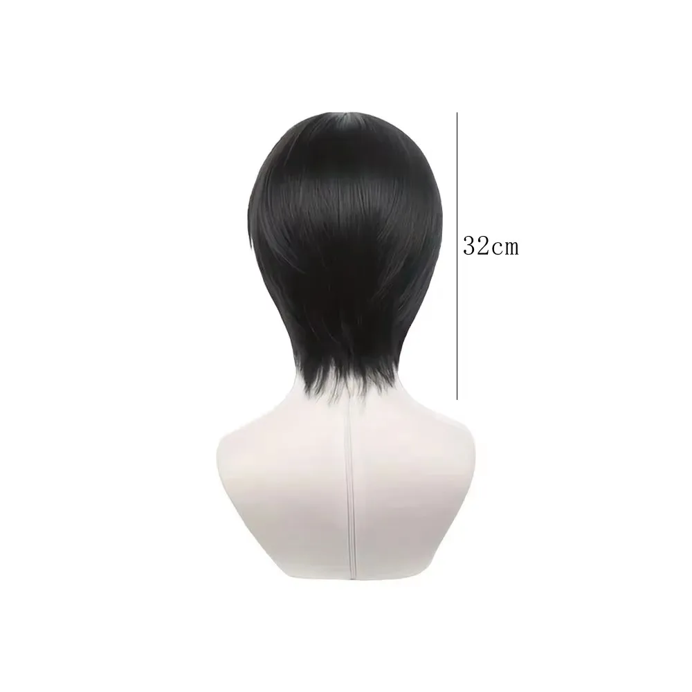 Black Short Straight Wig For Men Women Anime Boy Cosplay Heat Resistant Synthetic Hair Daily Party Unisex Wigs Accessories