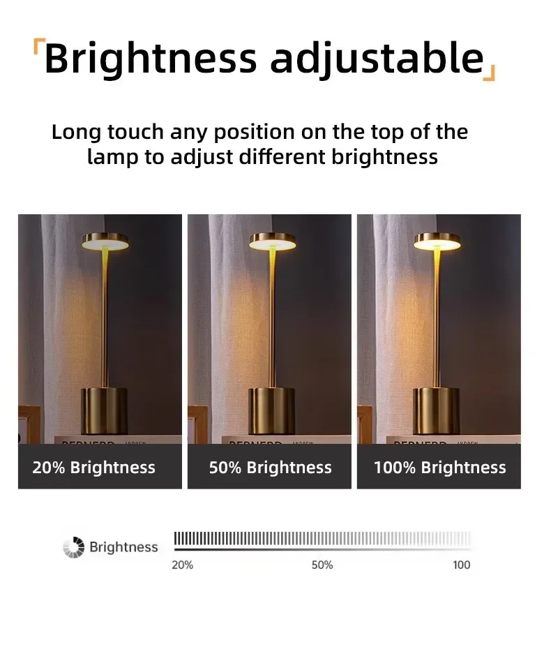 Portable LED Wireless Touch Desk Lamp Rechargeable Table Light 3 Colors Dimmable Bedside Creative Ambient Lamp for Room Decor
