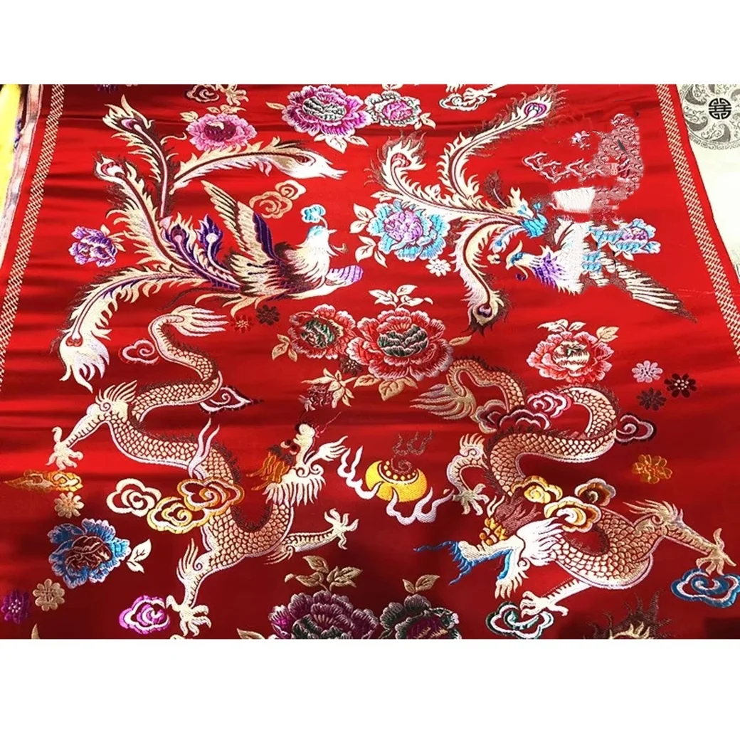 Tibetan Silk Decorations for Buddhist Temples Dragon & Phoenix Pattern Multiple Colors Available Width 72cm for Altar Or Home De