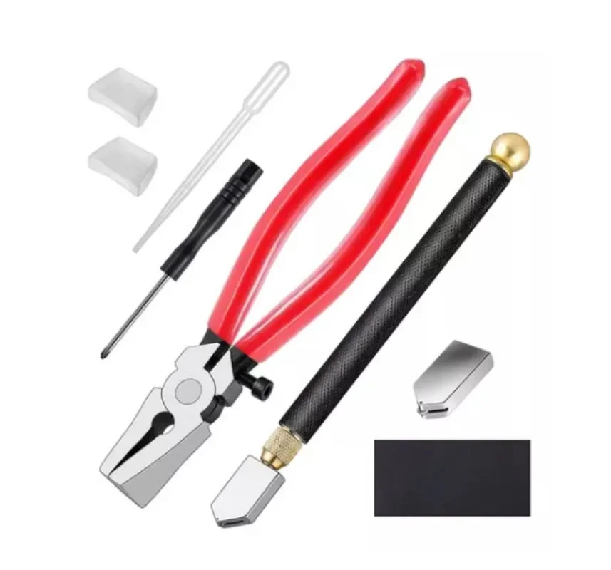 Imagem -06 - Heavy Duty Glass Cutting Tool Kit Distribuidor de Óleo Chave de Fenda Alicate para Quebrar Mosaicos de Vitrais 10 Pcs