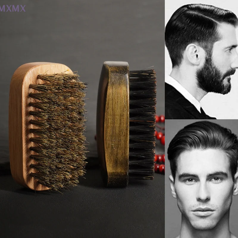 Natural Boar Bristle Beard Brush Men's Shaving Neck Duster Cleaning Brush Barber Oil Head Shape Carving Hair Styling Tools