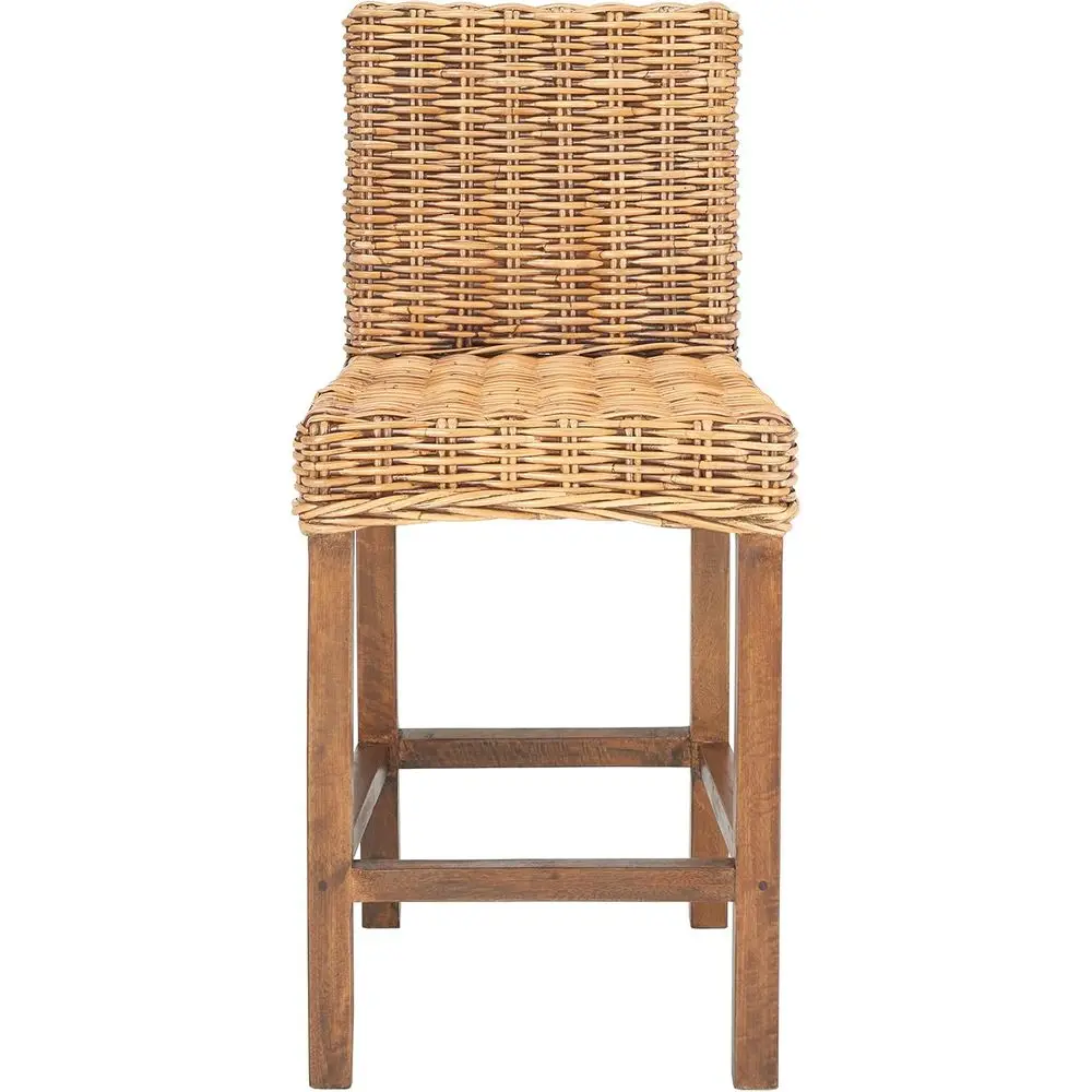 

White-Washed Mango Wood Rattan Counter Stool with 23.62 Seat Height, Ideal for Kitchen, Bar, or Dining Room (Fully Assembled)