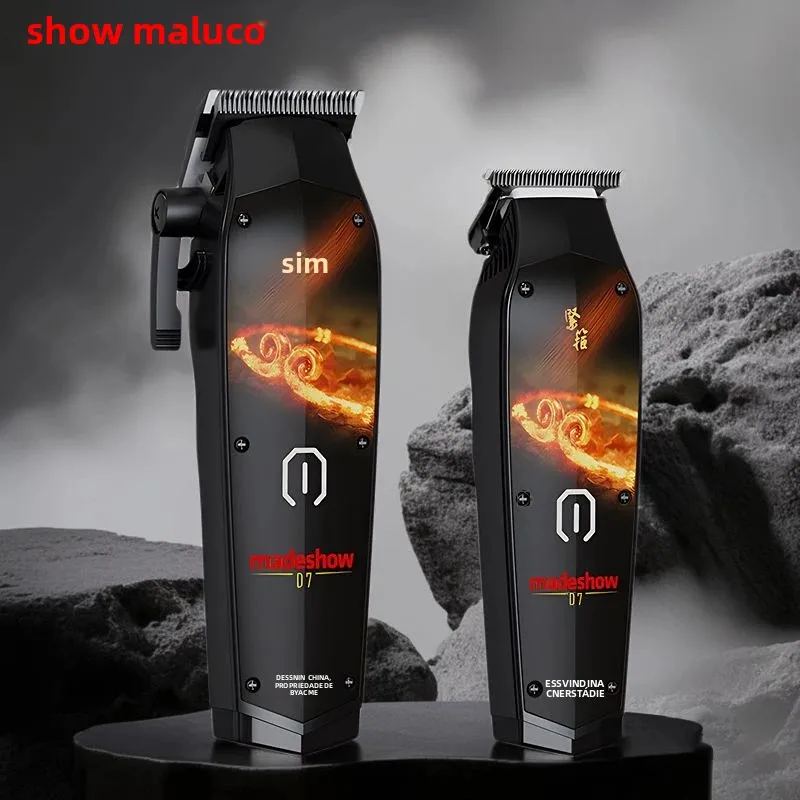 MadeShow D7 (M10 + M11) Conjunto de máquina de cortar cabelo elétrica profissional 7200RPM Aparador elétrico desbotado masculino para uso em escultura em salão de beleza