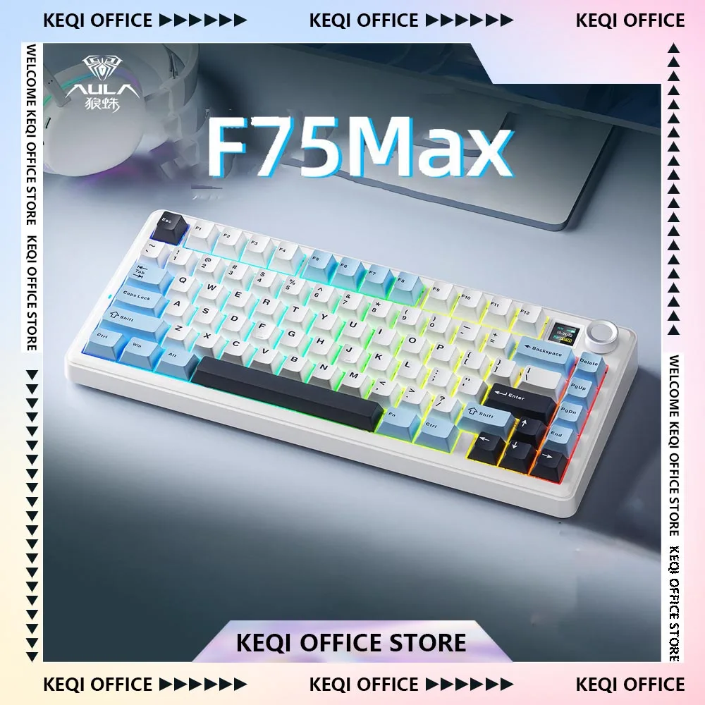AULA F75 MAX Game Mechanical Keyboards 2.4G Wireless 3Mode RGB Backlight Hot Swap Keyboard E-sports Custom PC Accessories Gifts