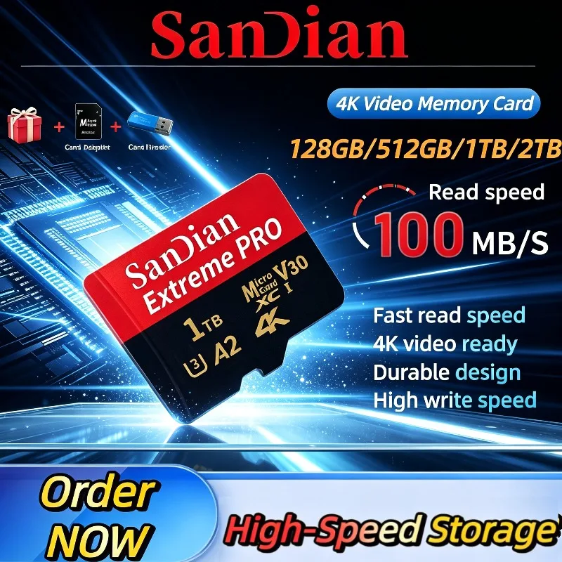 Memory Card for Phones, MP3 Player & Digital Camera, Original High-Speed Storage SD Card Micro TF Cards Class 10 Fast Transfer.