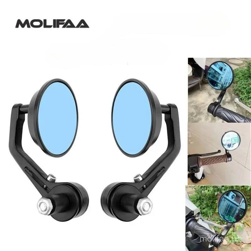 

For Honda Giorno 125 Motorcycle Retro Round Handlebar Bar End Side Mirrors Blue Glass Rearview Mirror Scooter Accessories