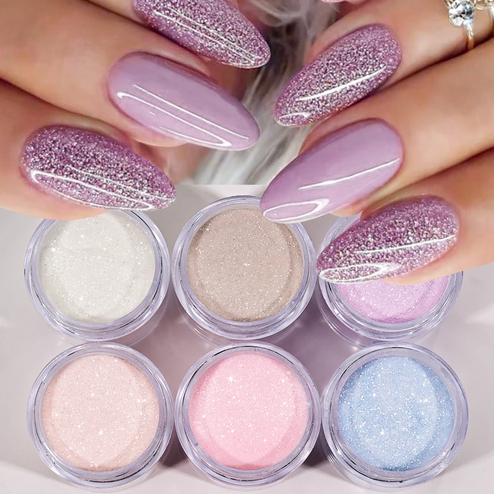 6 słoików Glitter Nude Acrylic Nail Powder Set Pink Blue Glitter Acrylic Powder do przedłużania paznokci French Manicure Narzędzie do rzeźbienia paznokci