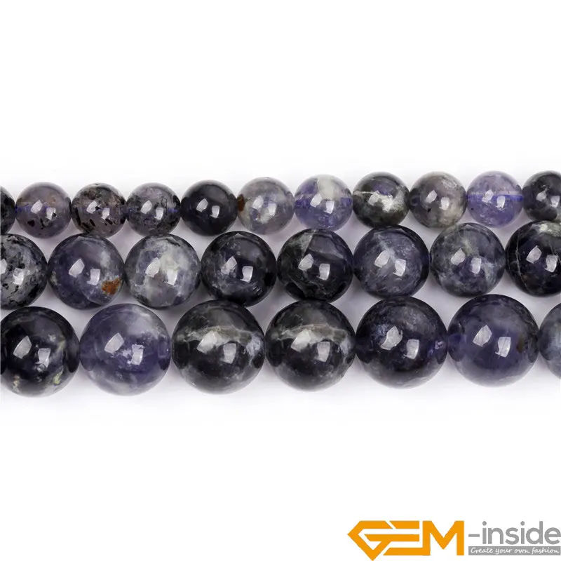 AA Grade Natural Round Cordierite Beads For Jewelry Making 15inch Strand Dark Blue Rock Quartzs Chakras DIY Loose 6/8/10mm