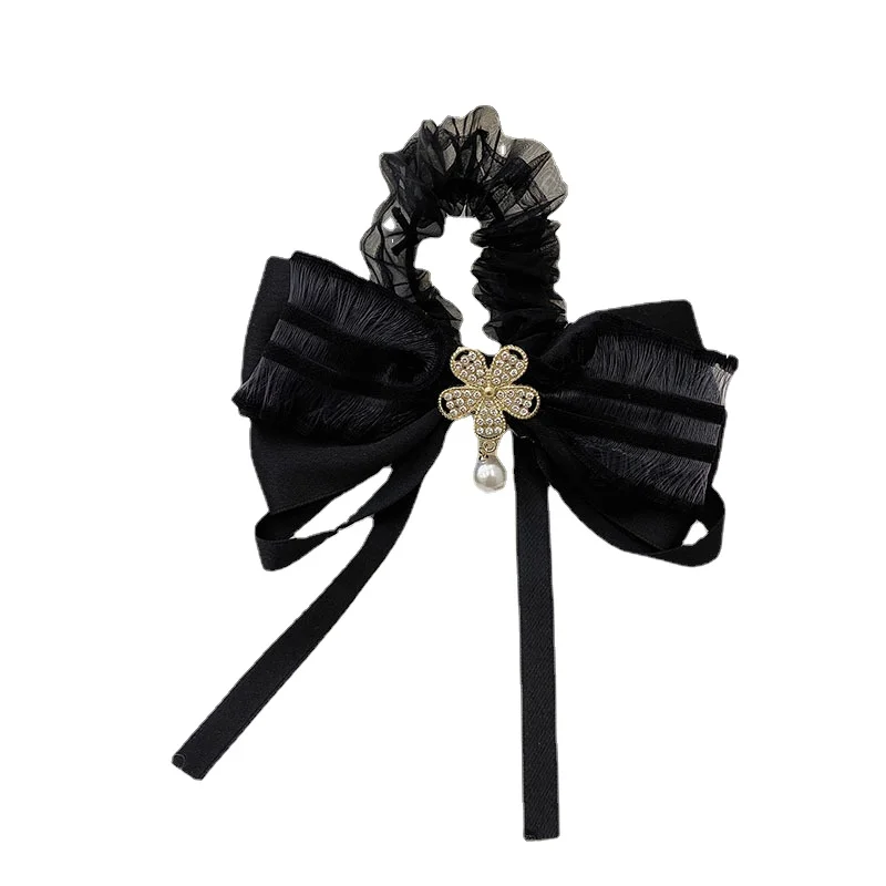 Korean New Trend Fabric Metal Flower Bow Hair Ties Birthday Party Creative Headrope Women\'s Elegant Fashion Hair Accessories