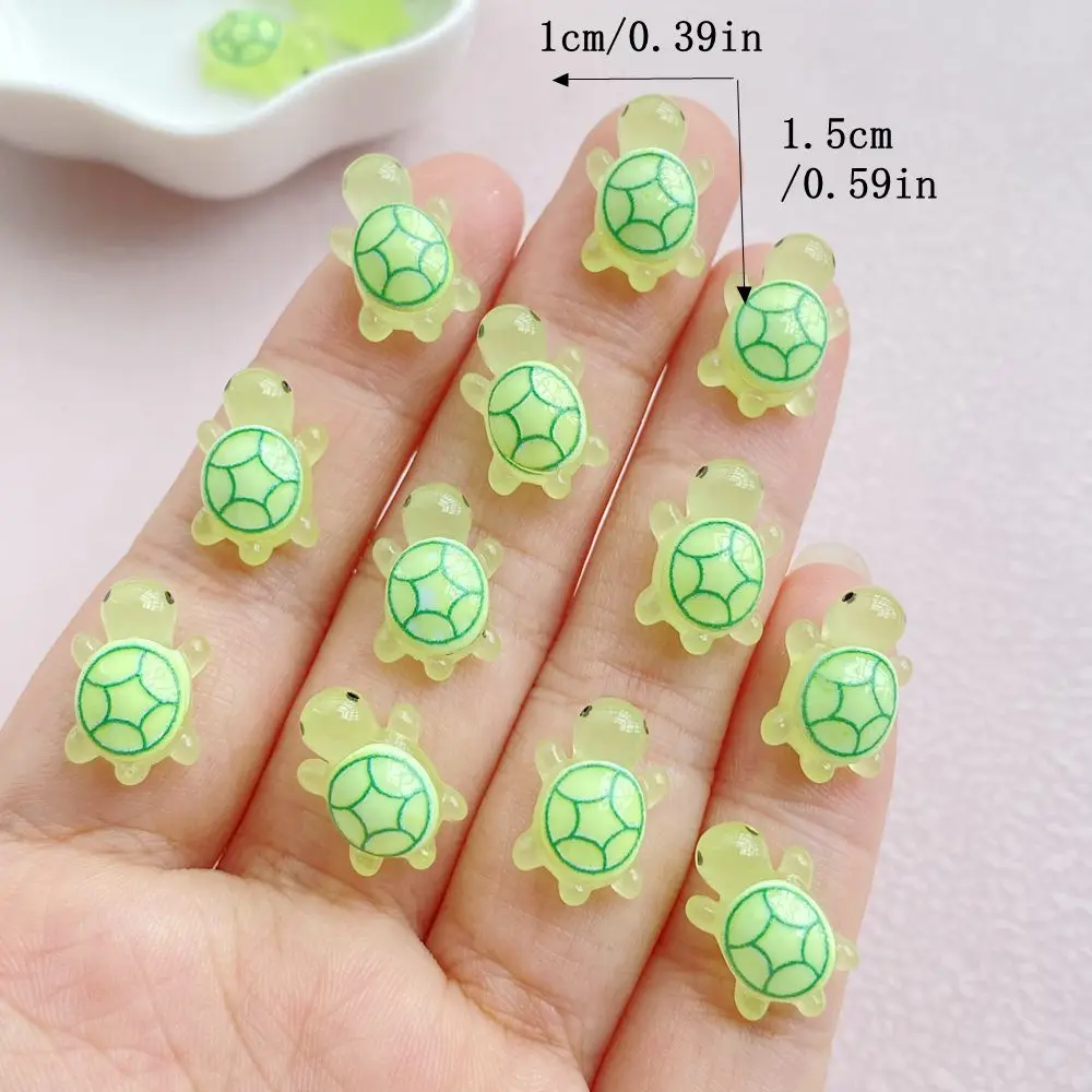 30Pcs Cute Mini Cartoon Night Light Hand-painted Turtle Nail Art Resin Designer Charms DIY Craft For Nail 3D Decorations Jewelry