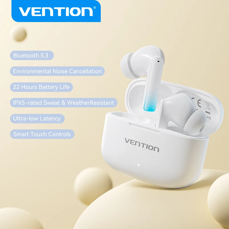 

Vention NBI TWS Wireless Earphones Bluetooth 5.3 ENC Noise Canceling HD Call with Mic Touch Control Headphone HiFi Waterproof