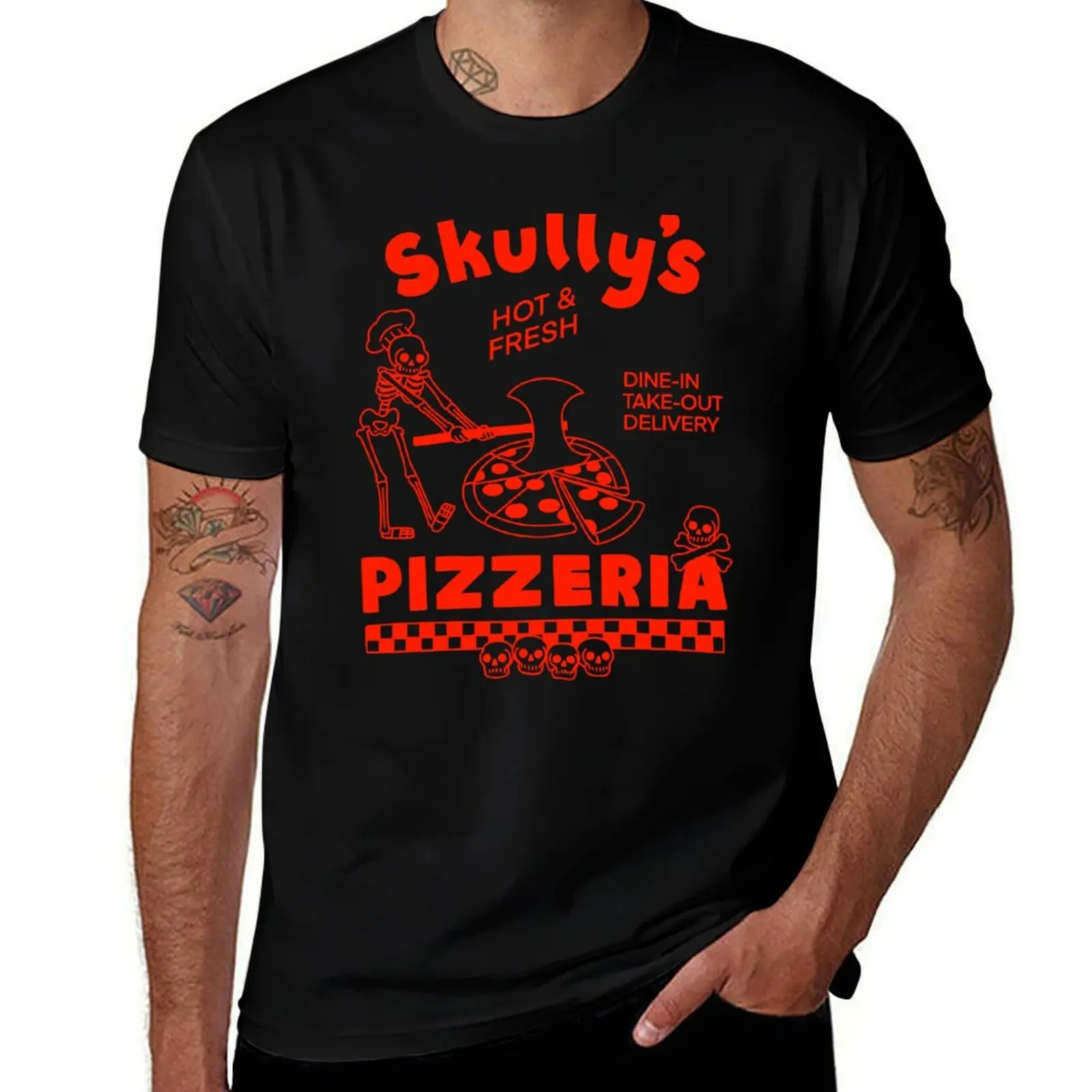 

Skully's Pizzeria T-Shirt Basic Solid Tee for Daily Use