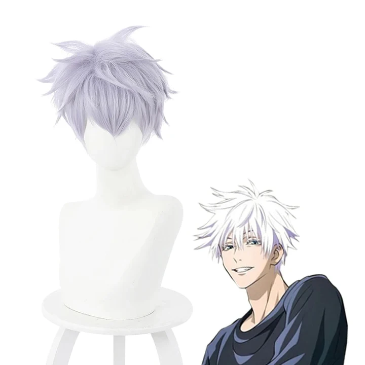Jujutsu Kaisen Ordinary Satoru Gojo Purple Cosplay pelucas Peluca sintética Anime resistente al calor