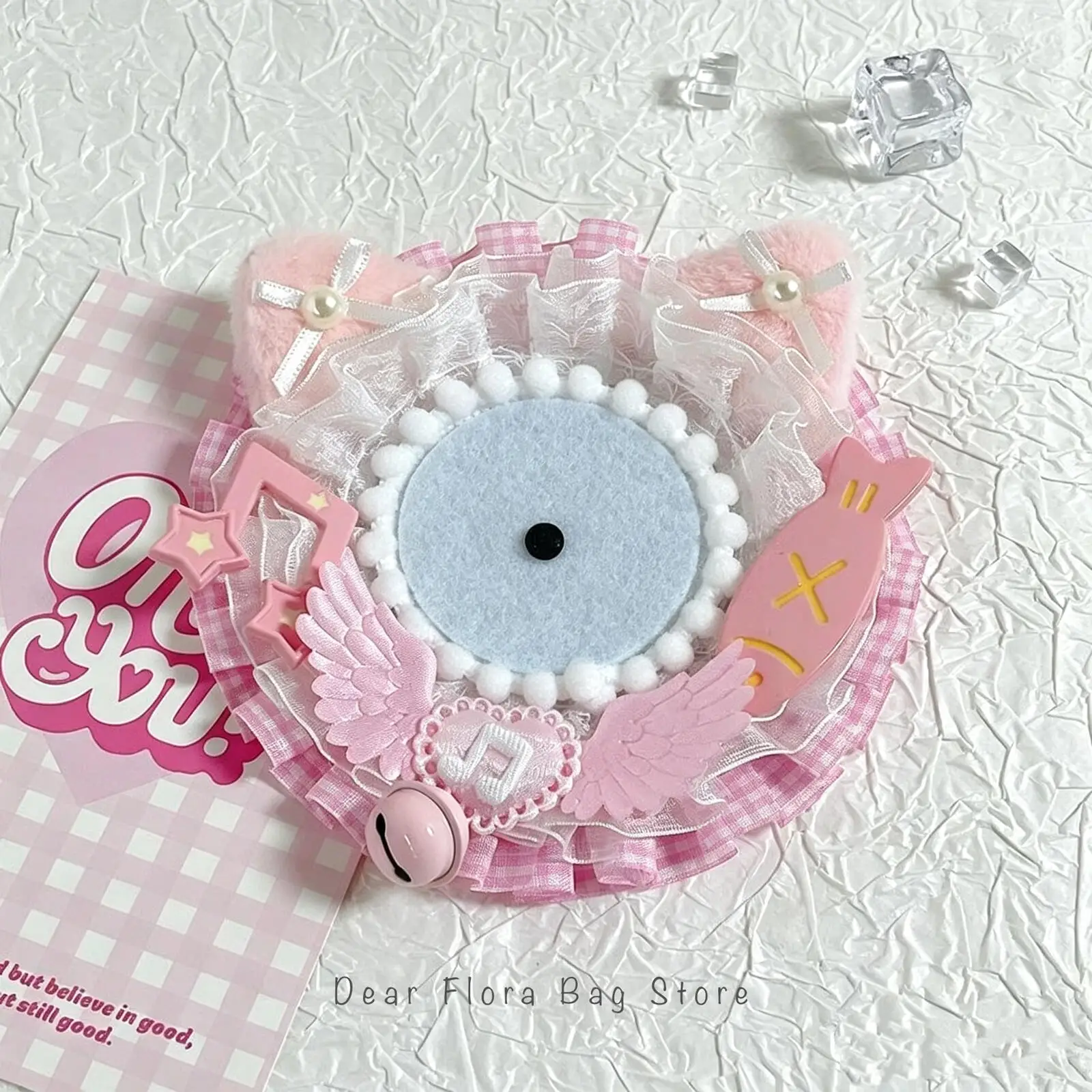 Cute Cat Fish Badge Holder Lace Bell Wing Pin Display Base Tray Itabag Decoration Fill Accessory Handmade DIY Anime Badge‌ Stand