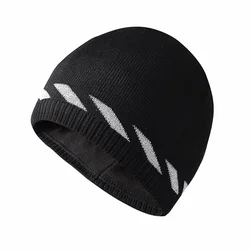 Gorro de punto reflectante para hombre y mujer, gorros de seguridad de alta visibilidad, gorros de neón de invierno, forro polar a rayas, cálido