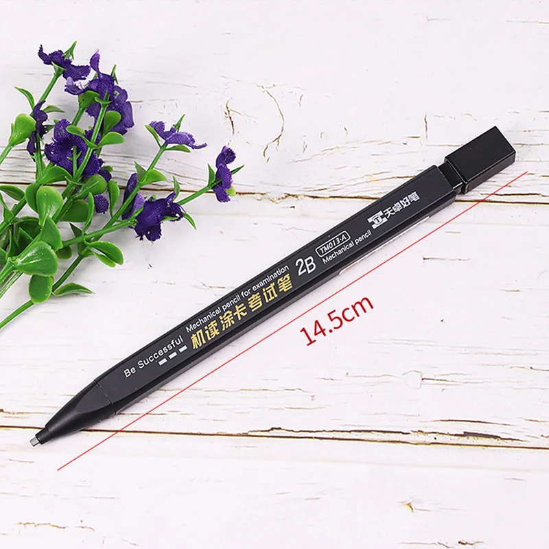 Thick Flat Head Mechanical Pencil Drawing 2B with Refills Pencil Office Supplies Writing Automatic Office School Supplies