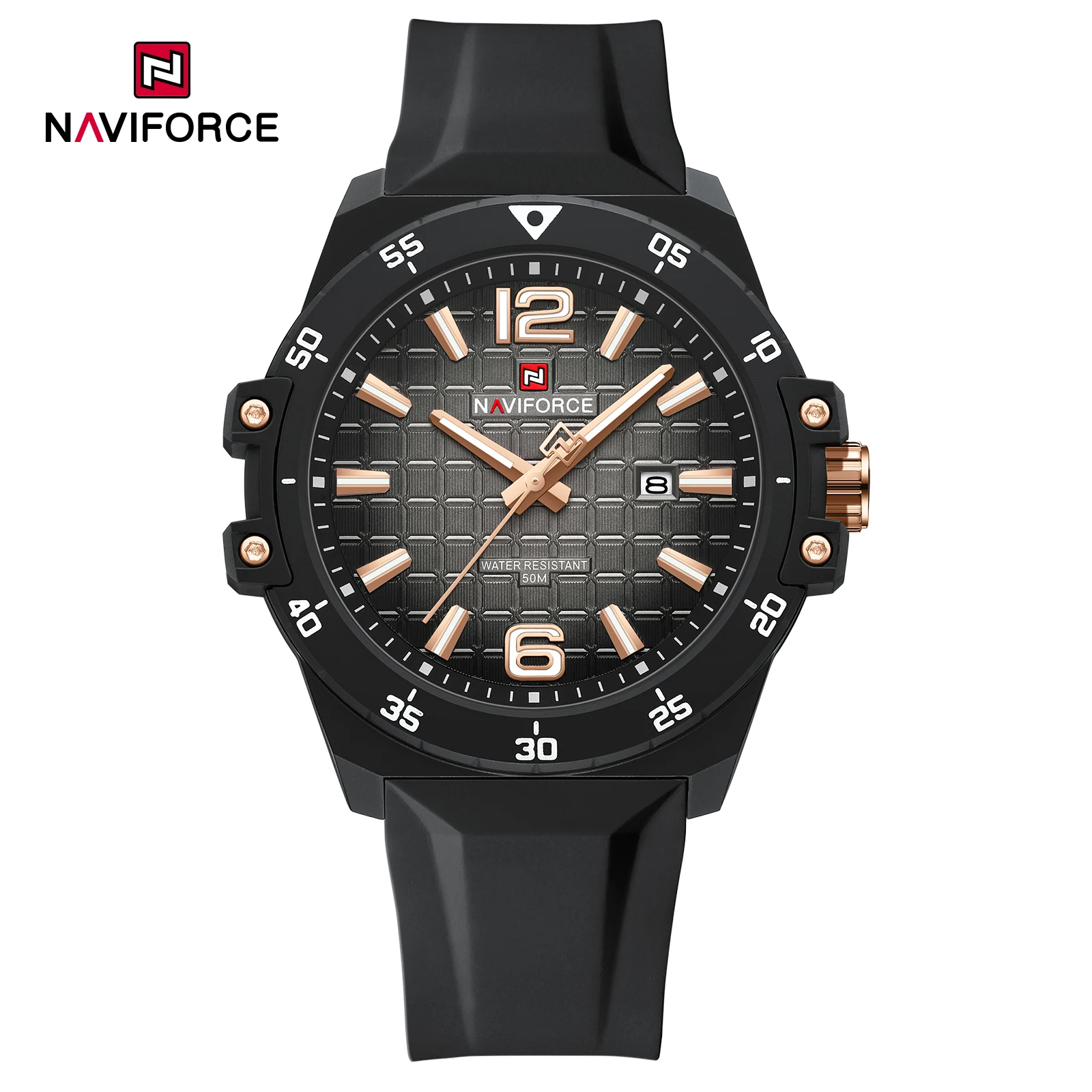 NAVIFORCE 7122 Casual Quartz Watches for Man Calendar Luminous Waterproof Silicone Strap Sports Fashion Men Watch reloj hombre