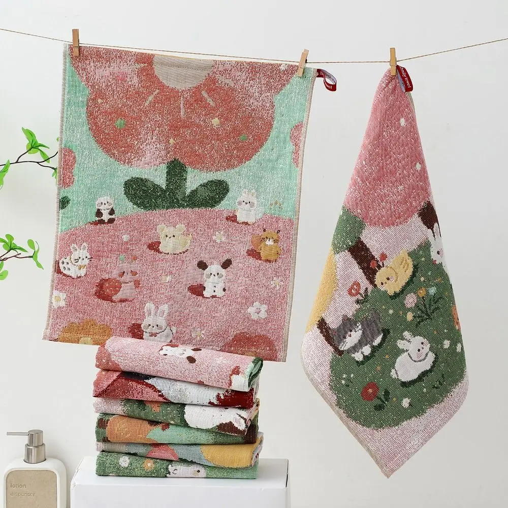 New 34x40cm Large Hand Towel 4 Layer Cotton Gauze Quick Dry Handkerchief Towel Decorative Cartoon Tea Towel Home Restaurant