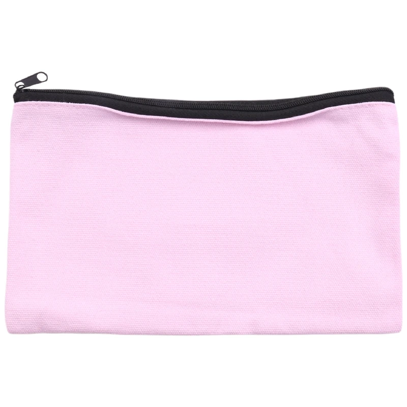 

Pink Canvas Makeup Bag,Bulk Cosmetic Bags With Multi-Color Zipper,Canvas Zipper Pencil Case Pouch,DIY Craft