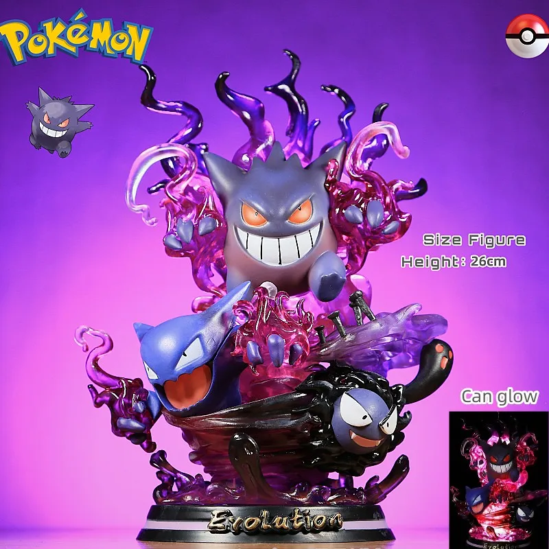 26cm Anime Pokemon Gengar Figure Desktop Decoration Lightable Manga Statue Pvc Action Figurine Collectible Model Toy Gift