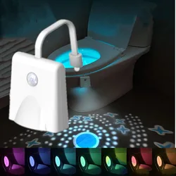 LED toilet projection night light waterproof Human intelligent motion sensing light 10 color toilet charging dimming light WC