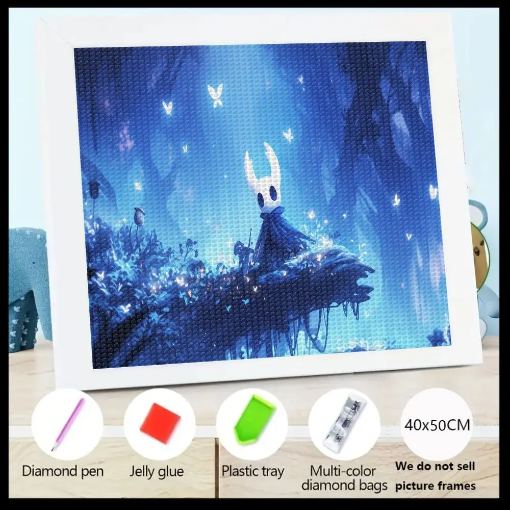 

1 шт. 5D набор для алмазной живописи 40x50 см, стилизованное полое насекомое - как персонаж с белой рогатой головой, светящийся темно-синий лес