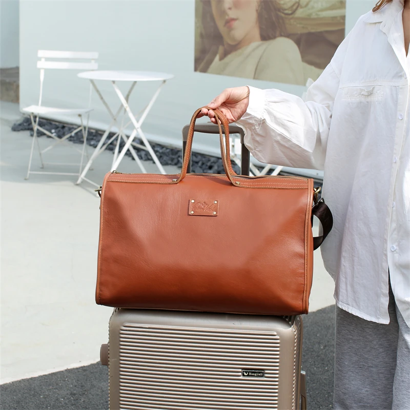 vintage-tanned-leather-crossbody-bag-top-layer-cowhide-genuine-leather-men's-women's-large-bag-casual-style-travel-bag
