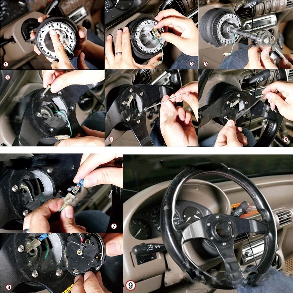 With DIY Logo Drifting Sport Steering Wheel 14 inch For Cars Racing Universal PU Car Racing Steering Wheels