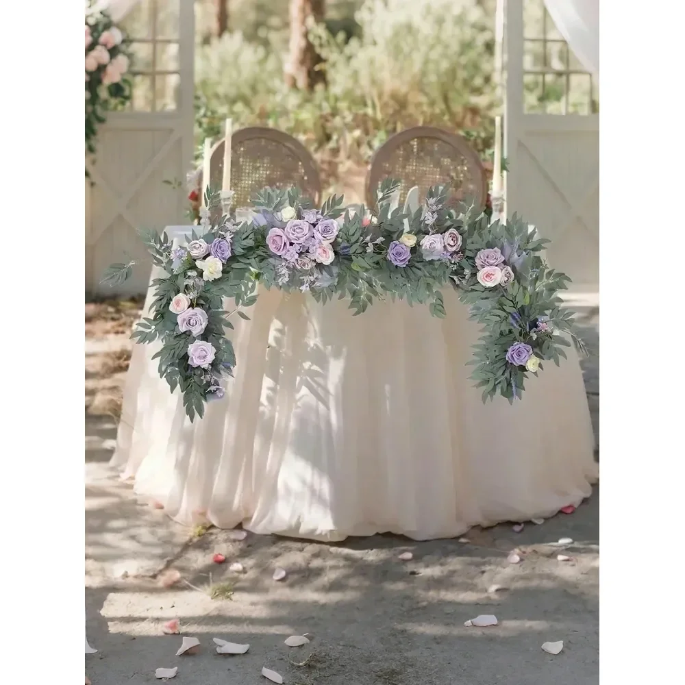 

5.9FT Eucalyptus Willow Garland with Artificial Roses, Greenery Vine for Wall Hanging Decor