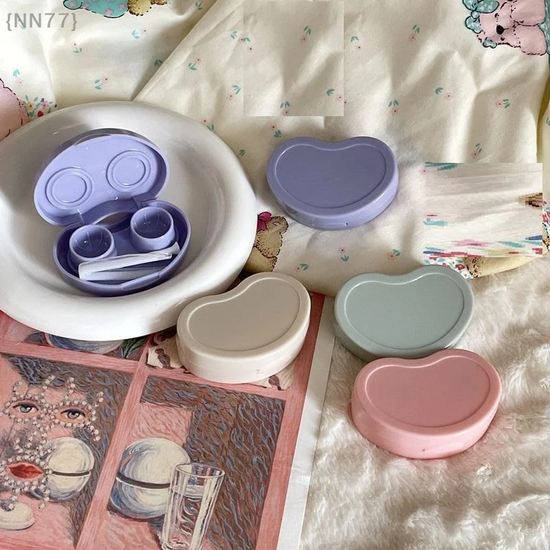 Caja portátil para lentes de contacto de Color sólido, espejo/premallera/palo de succión incluido, estuche de almacenamiento para Kit de viaje, 1 Uds. ​