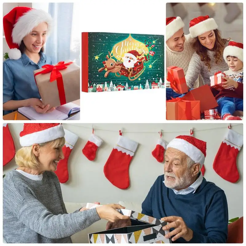 Calcetín Calendario de Adviento de Navidad Calendario de cuenta regresiva 24 días Tema navideño Calcetines de algodón Calendario de Navidad de vacaciones para niños