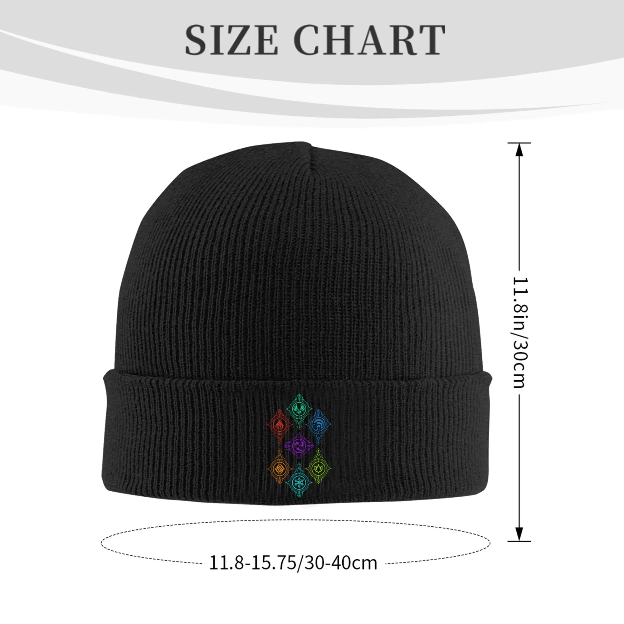 Custom Genshin Impact Bonnet Hat Hip Hop Knitted Hats Men Women Unisex Elements of World Warm Winter Skullies Beanies Caps