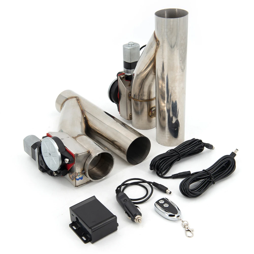Y Headers Pair Electric Exhaust Cutout Pipe Kit 2.5 Inch Cut Out Remote Control/ Manual Switch Stainless Steel PP-DYY25R