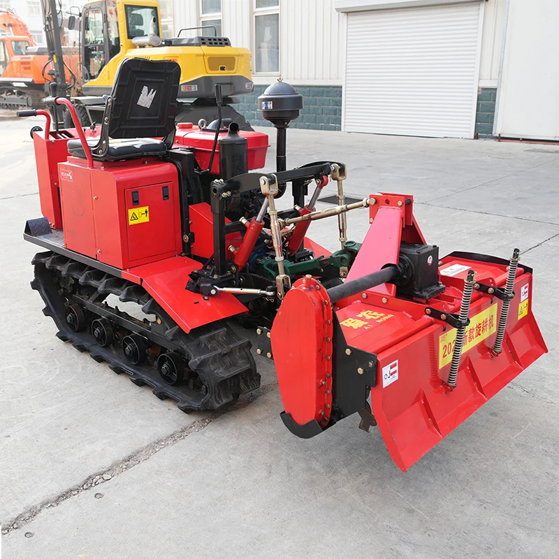 Self-Propelled Orchard Trenching Fertilizing Machine Small Electric Crawler Rotary Tiller for Efficient Soil