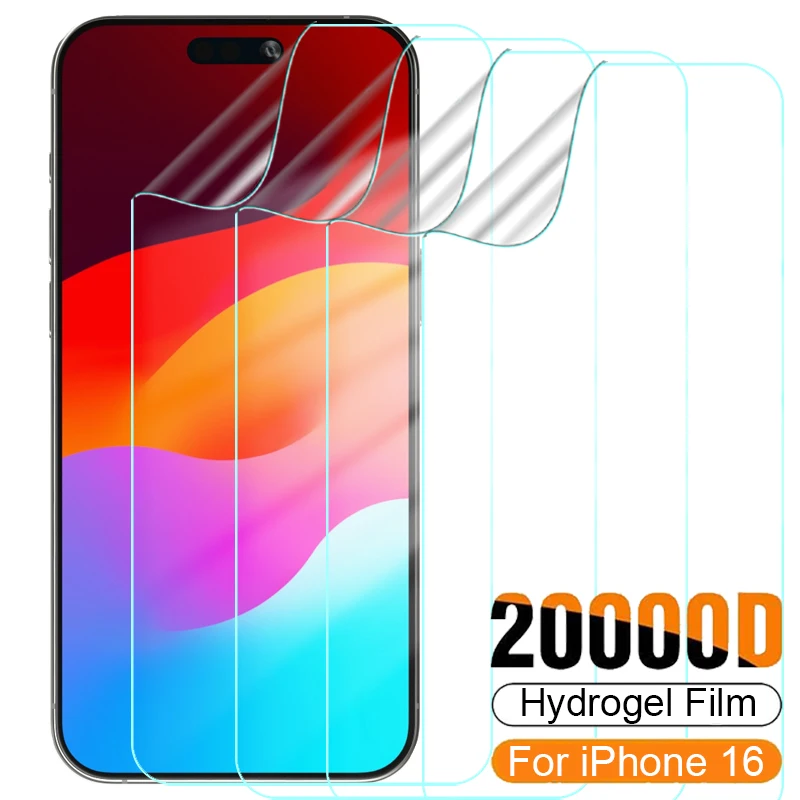 1-5PCS Soft TPU Screen Protector For iPhone 16 16Plus 16Pro Max Full Cover Anti Fingerprint Protective Hydrogel Films