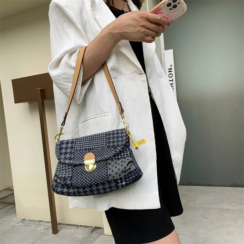 Trendy Design Denim Handbags and Purses Women Shoulder Bags 2022 High Quality Underarm Totes Ladies Messenger Bag