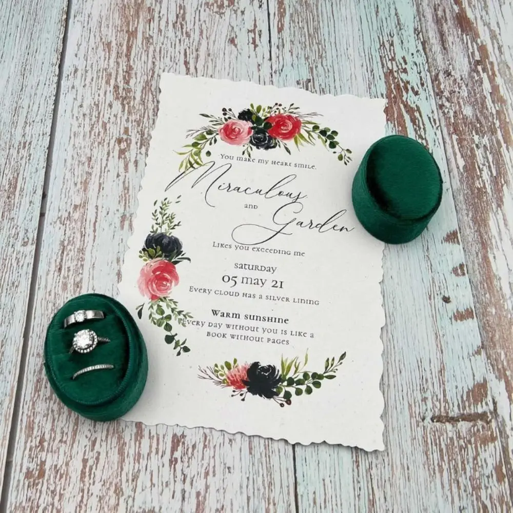 

Velvet Material Velvet Ring Box 2 Slots/3 Slots Oval Shape Three Ring Box Vintage Style Handmade Oval Jewelry Box Engagement