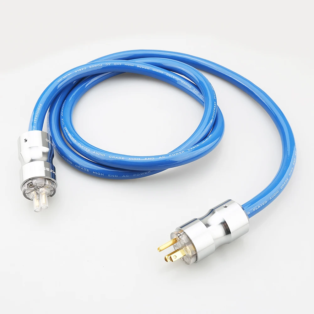 P111 HIFI 電源 EMC シールド銀メッキシュコ電源ケーブル EU/US 電源ケーブル、図 8 IEC メスプラグ付き