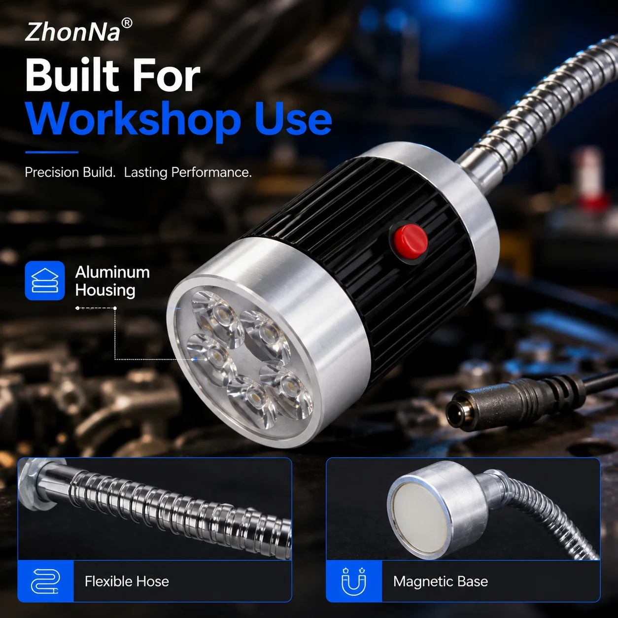 ZhonNa 10W Blue Laser Welding Machine Tool Light DC Powered Portable Precision Work Lamp Lighting Accessories for Welding Holder