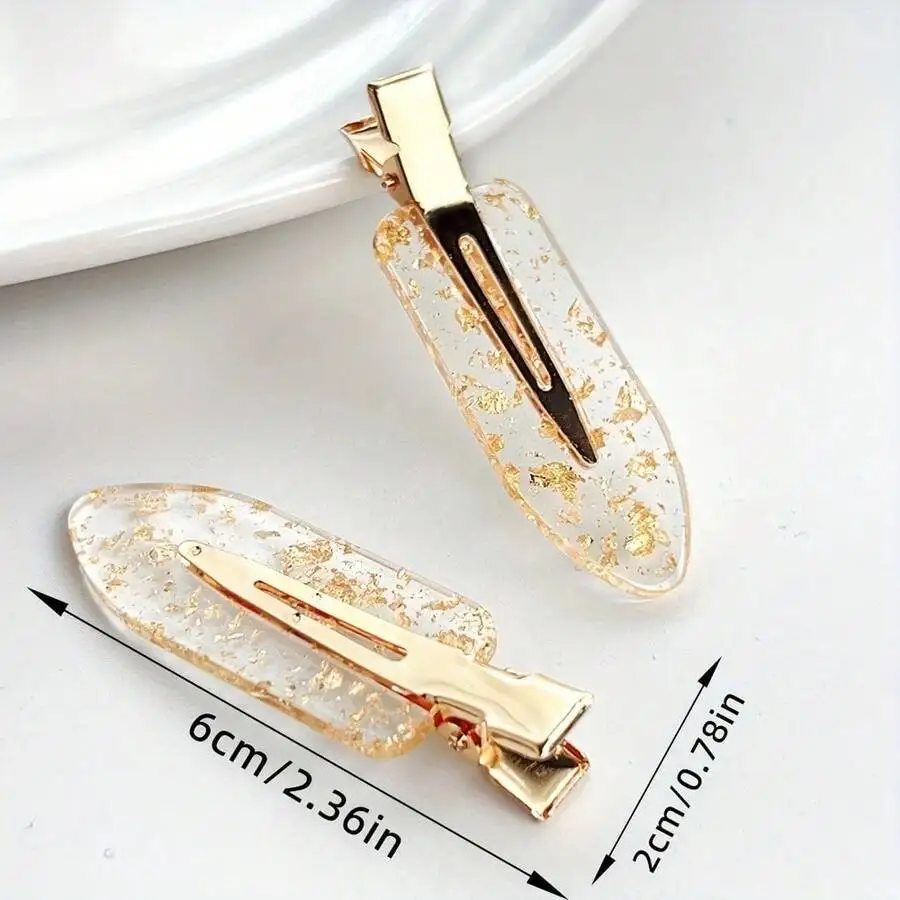 

Elegant Gold Tone Hair Clips With Gold Flakes For Women