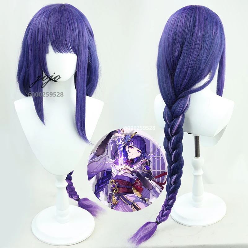 

Game Genshin Impact Raiden Shogun Cosplay Wig Beelzebul Purple Long Thick Twisted Braid Heat Resistant Synthetic Hair Party Wigs